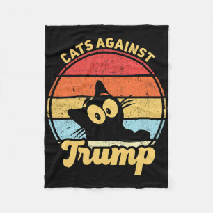 Cats Against Trump Funny Anti Trump 2020 Election Fleece Blanket
