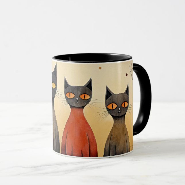 Cats alert, at-attention, AI generated, Mug (Front Right)