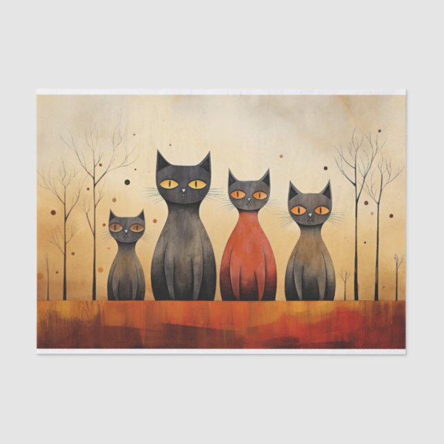 Cats alert, at-attention, AI generated, Tissue Paper (Front)