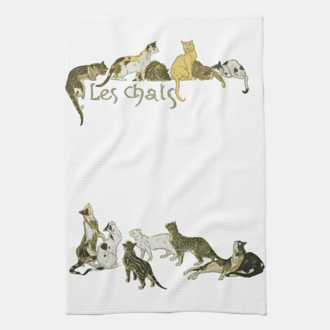 Cats, Alexandre Steinlen Tea Towel (Vertical)