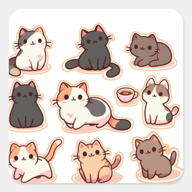 Cats among cats square sticker (Front)