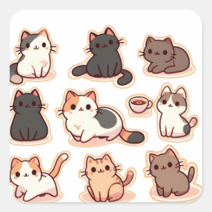 Cats among cats square sticker