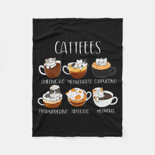 Cats &amp; Coffee Lover Funny Caffeine Quote Cattf Fleece Blanket