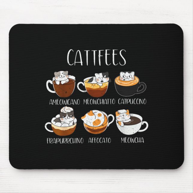 Cats &amp; Coffee Lover Funny Caffeine Quote Cattf Mouse Mat (Front)