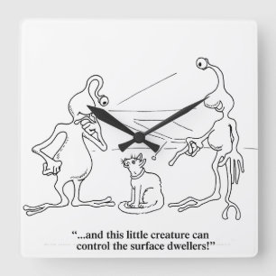 Cats and Aliens Square Wall Clock