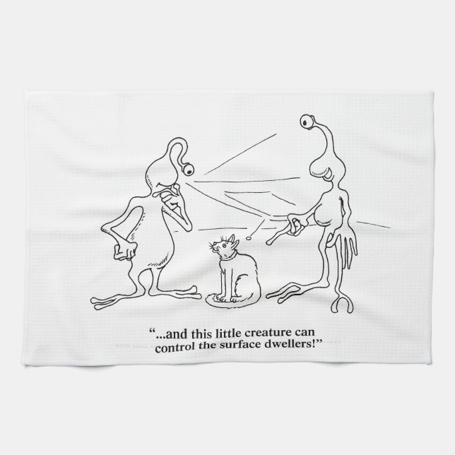 Cats and Aliens Tea Towel (Horizontal)