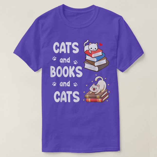 Cats And Books And Cats Happy Daddy Mommy Book Rea T-Shirt (Design Front)