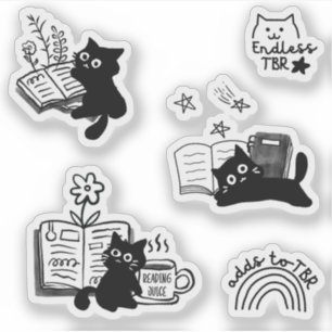 Cats and Books Animal Doodles Cute Bookish Pack