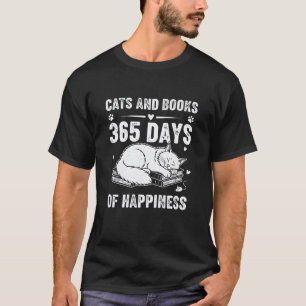 Cats and Books Bookworm Reader Reading Lover Vinta T-Shirt