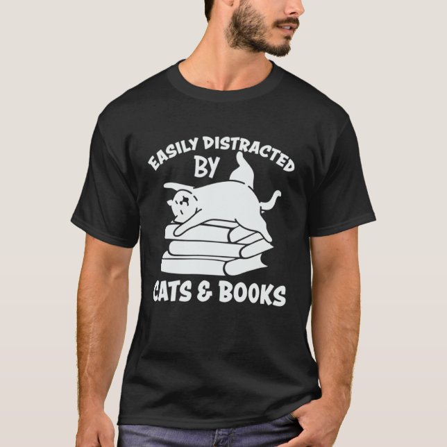 Cats And Books   Cute Cat Owner Cat  Cat Mom T-Shirt (Front)