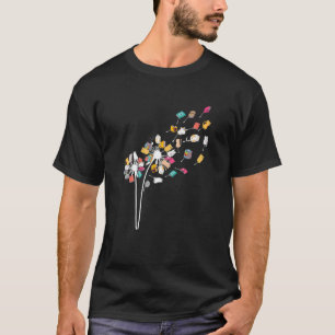 Cats And Books Dandelion Flower Reading Books Cat T-Shirt