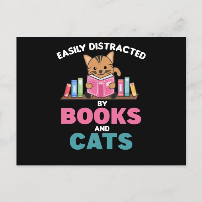 Cats And Books Funny Saying With Book And Cat Postcard (Front)