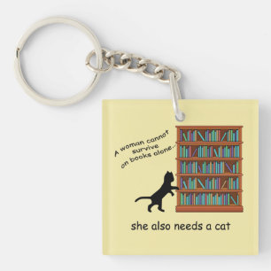 Cats and Books Key Ring