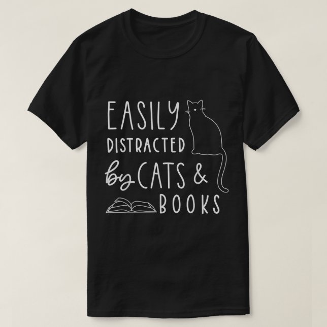 Cats and Books Lover Funny Reading Tee (Design Front)