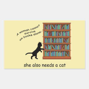 Cats and Books Rectangular Sticker