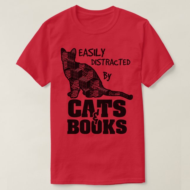 Cats And Books T-Shirt (Design Front)