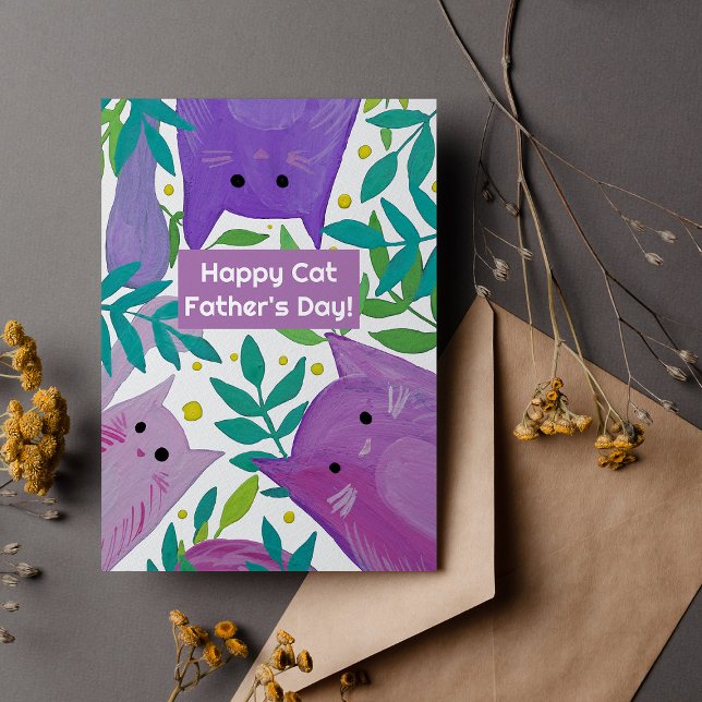 Cats and branches Happy cat father's day Holiday Card (Creator Uploaded)