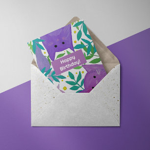 Cats and branches illustration Birthday Card