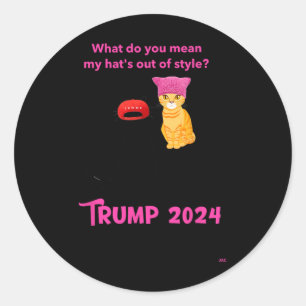 Cats And Cat Ladies For Trump 2024 Funny Classic Round Sticker
