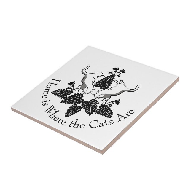 Cats and Catnip Graphic Silhouette Tile (Side)
