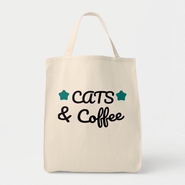 Cats and Coffee – Funny Cat and Coffee Lover Quote Tote Bag (Front)