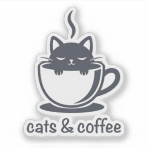 Cats and Coffee Funny Kawaii Noir Feline Aesthetic