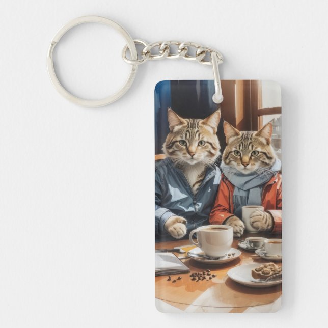 Cats and Coffee Key Ring (Front)
