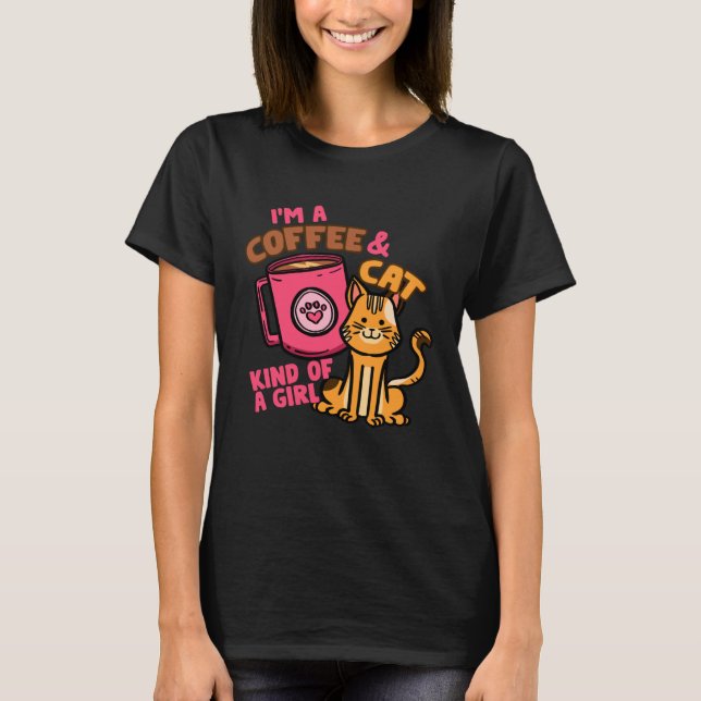 Cats and Coffee Women Cute Girl T-Shirt (Front)