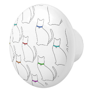 Cats and Collars Ceramic Knob