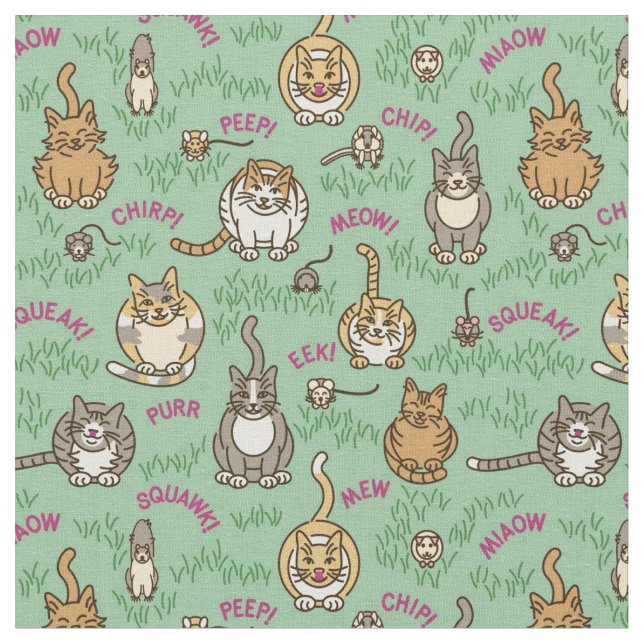 Cats and Critters Fabric (Close Up)