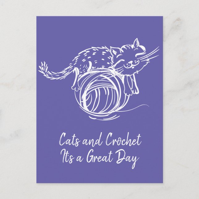 Cats and Crochet It's a Great Day Happy Mail Postcard (Front)