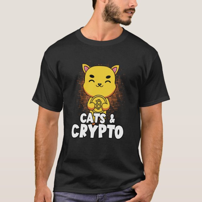 Cats And Crypto Cryptocurrency Blockchain Trader F T-Shirt (Front)