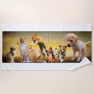 Cats and dogs beach towel. towel