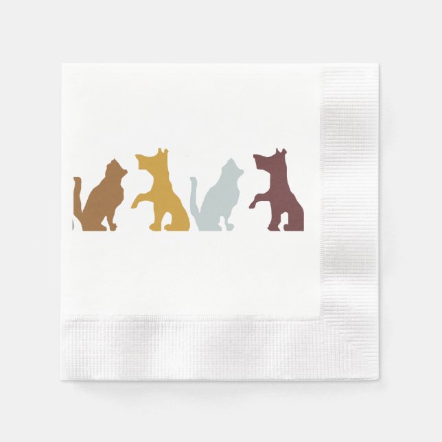 Cats and Dogs cartoon pattern Napkin (Front)
