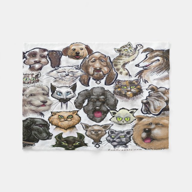 Cats and Dogs Fleece Blanket (Front (Horizontal))