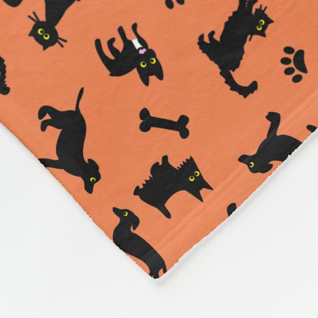 Cats and Dogs Fleece Blanket Custom Colour (Corner)