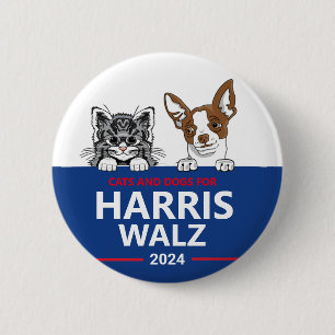 Cats and Dogs for Harris Walz 6 Cm Round Badge