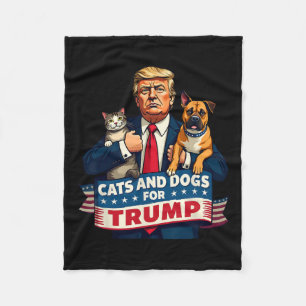 Cats And Dogs For Trump 2024 Kittens And Dogs For Fleece Blanket