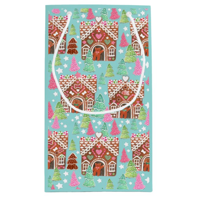 Cats and dogs gingerbread house gift bag (Back)