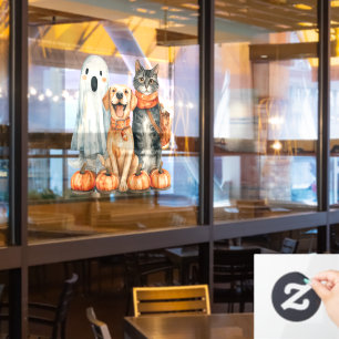 Cats and Dogs Halloween Window Cling