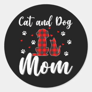 Cats And Dogs Mum Mother's Day Puppy Pets Animals Classic Round Sticker