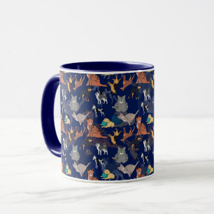 Cats And Dogs Pattern Design On Black Mug