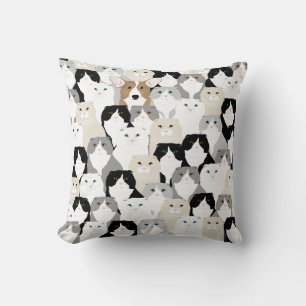 Cats and Dogs Throw Pillow
