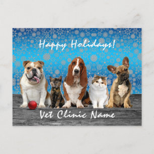  Cats and Dogs Veterinarian Christmas Postcard