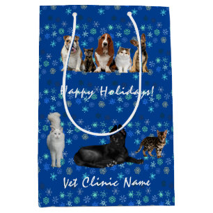  Cats and Dogs Veterinarian on Blue    Medium Gift Bag