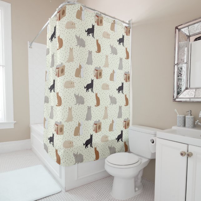 Cats and Dots  Shower Curtain (In Situ)