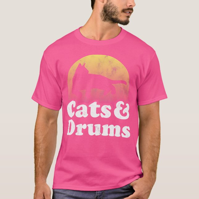 Cats And Drums Men'S Or Women'S Cat And Drum T-Shirt (Front)