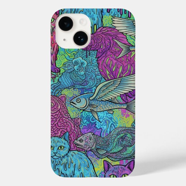  Cats and fish-birds by Natasha Us   Case-Mate iPhone Case (Back)