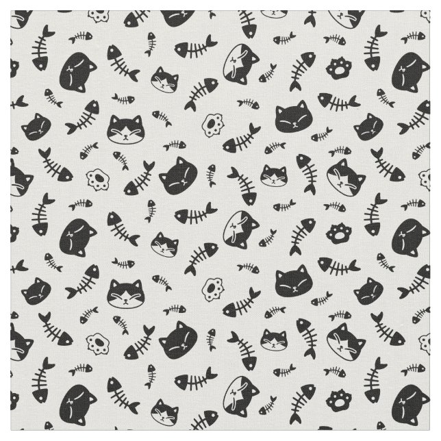 cats and fishbone fabric (Close Up)