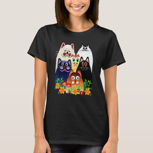 Cats and flower T-Shirt (Front)